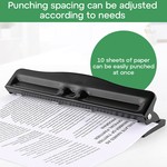 Topika - Adjustable 4 Hole Puncher for Binder Ring Album Paper, 10 Sheet