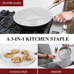 TopikaHome-33cm 3-in-1 Splatter Screen, Stainless Steel Fine Mesh Guard