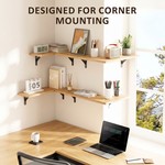 Topika Corner Floating Shelf, Brown solid Wood Wall Mounted Shelf