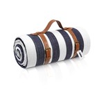 Topika-Extra Large Waterproof Picnic Blanket with Carry Strap, Blue & White