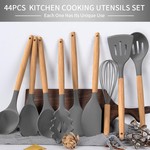 Topika - Silicone Kitchen Utensils Set 44-piece with Wooden Handles & Holder