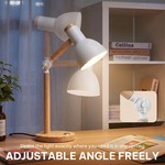 Topika - Wooden Desk Lamp, Screw Socket Table Lamp With Metal Shade