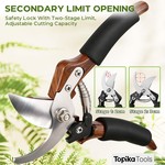 Topika - Garden Pruning Shears, Heavy Duty Stainless Steel Hand Clippers