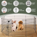Topika Metal Exercise Puppy Play Pen with Door for Dogs