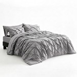 Topika 5-Piece Twist Pinch Pleat Duvet Cover Set - Beige or Grey