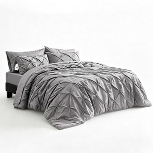 Topika 5-Piece Twist Pinch Pleat Duvet Cover Set - Beige or Grey