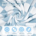 Topika Blue Fluffy Checkered Baby Blanket, Soft Fleece Infant 100x150cm 1pc