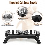 Topika Cat Bowls Elevated, Cat Food and Water Bowl Set with Stand