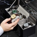 Topika - 6 Slot Watch Box With Drawer, Glass Lid Watch Display Case
