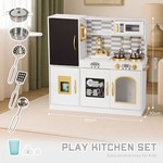Topika Large Wooden Play Kitchen for Kids Pretend Set w/ 11pcs Accessories