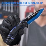 Topika - Tactical Knife Folding Knive Pocket Knife For Men, Blue Blade EDC