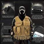 Topika Tactical Vest 600D Polyester Adjustable Training Vest Khaki