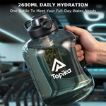 Topika Water Bottle with Straw 2600ml Large Capacity BPA-Free Sports Bottle