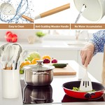 Topika Silicone Non-Stick Kitchen Utensil tool Set with Holder, 27pcs white