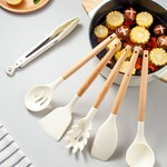Topika Silicone Non-Stick Kitchen Utensil tool Set with Holder, 27pcs white