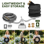 Topika - 15M Garden Hose Pipe Set, Braided TPU Water Hose For Watering