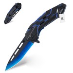 Topika - Tactical Knife Folding Knive Pocket Knife For Men, Blue Blade EDC