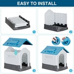 Topika Dog House with Window, Waterproof Pet Shelter, Raised Pet House