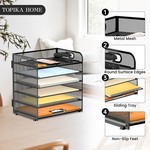 Topika 6 Tier Paper Rack File Sorter, Metal Mesh Desk Organiser with Handle