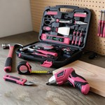 Topika Pink Household Tool Set 135-Piece with 3.6V Cordless Driver Drill