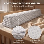 Topika 132cm Toddler Bed Edge Bumper with Soft Grey Minky Foam Barrier
