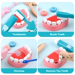 Topika Wooden Kids Doctor Kit and Dentist Play Set with Red Cloth Bag