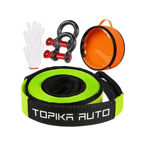 TopikaAuto 5m 10Tons Tow Strap Heavy Duty with D Ring Shackle Recovery Rope