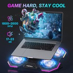 Topika 12-16 inch laptop cooling pad, 6 fans, RGB, Silent Adjustable Height