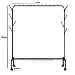 Topika-Heavy-Duty Industrial Clothes Rack, Wheels, Rolling Rail with Hooks