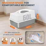 Topika Stainless Steel Top Entry Litter Box Metal Cat Litter Box with Lid