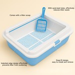 Topika Cat Litter Box with Scoop, Top Open, Easy Clean | Blue
