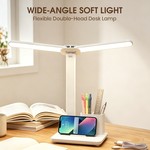 Topika - LED Desk Lamp, Rechargeable Dimmable Study Light With Phone Holder