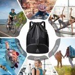 Topika - Sports Drawstring Backpack Gym Swim Bag with Shoe Section