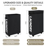 Topika Foldable Laundry Basket , With Wheels & Removable Bag, 40/80L