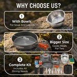 Topika Larger 21pcs Camping Cookware Set for 2, Outdoor Cooking & Picnics