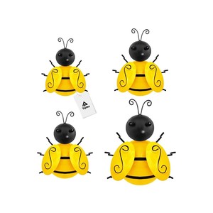Topika - 4 Piece Metal Bumble Bee Wall Art Decor Set for Garden And Patio