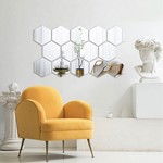 Topika 32piece Hexagon Mirror Wall Stickers, Acrylic Peel& Stick Home Decor