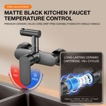 Topika - Wall Mount Kitchen Faucet, Gun Grey 360 Swivel Hot And Cold Tap