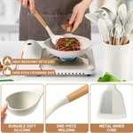 Topika Silicone Non-Stick Kitchen Utensil tool Set with Holder, 27pcs white