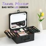 Topika Travel Makeup Bag with LED Mirror, Hard Case & Dividers