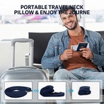 Topika Inflatable Travel Pillow, U Shape Blow Up Neck Pillow With Velvet