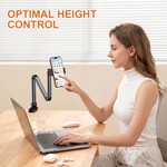 Topika Long Arm Tablet Stand With Dual Phone Holders,Flexible Bedside Mount