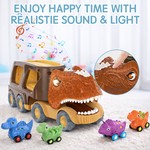 Topika Dinosaur Truck Toys for Kids, Friction Truck Set for 2-4 Toddlers