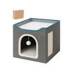 TopikaPet - Foldable Cat Bed with Scratch Pad & Toy, Cozy Indoor Cat House