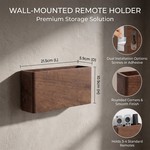 Topika Walnut Wooden Remote Control Holder, Wall-Mounted Or Desktop Storage