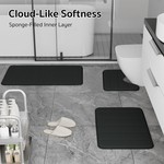Topika - 4 Piece Bathroom Rug Set, Soft Coral Fleece Bath Mats, Black