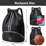 Topika - Sports Drawstring Backpack Gym Swim Bag with Shoe Section