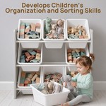 Topika Toy Storage Organiser 3-Tier 9 Bins Kids Toy Rack for Playroom