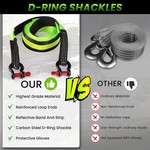 TopikaAuto 5m 10Tons Tow Strap Heavy Duty with D Ring Shackle Recovery Rope