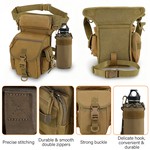 Topika Khaki Waterproof Thigh Bag Tactical Leg Bag with Bottle Holder